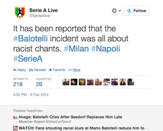 Illustration for article titled Mario Balotelli Cries; Everyone Thinks It's Because Of Racist Chants